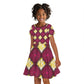 Ruby Gold African Ankara Pattern Kid Short Sleeve Dress