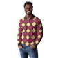 Ruby Gold African Ankara Pattern Long Sleeve Polo Shirt