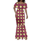 Ruby Gold African Ankara Pattern Mermaid Dress