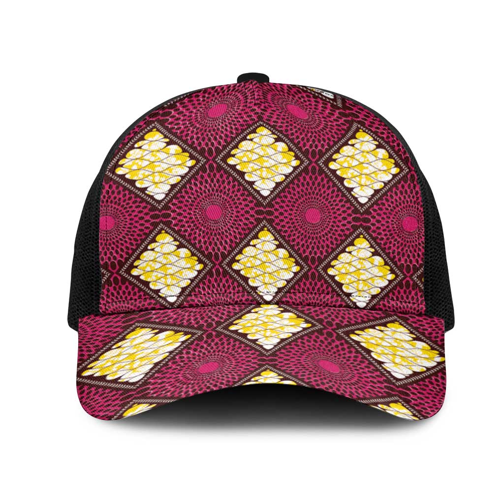Ruby Gold African Ankara Pattern Mesh Trucker Cap