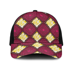 Ruby Gold African Ankara Pattern Mesh Trucker Cap