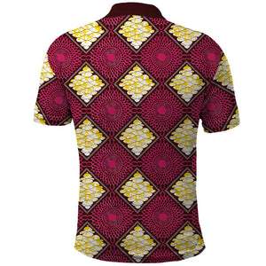Ruby Gold African Ankara Pattern Polo Shirt