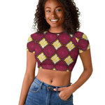 Ruby Gold African Ankara Pattern Raglan Cropped T shirt
