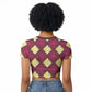Ruby Gold African Ankara Pattern Raglan Cropped T shirt