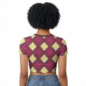 Ruby Gold African Ankara Pattern Raglan Cropped T shirt