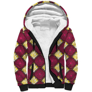 Ruby Gold African Ankara Pattern Sherpa Hoodie