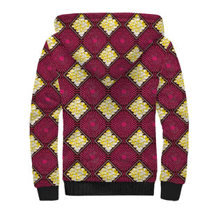 Ruby Gold African Ankara Pattern Sherpa Hoodie