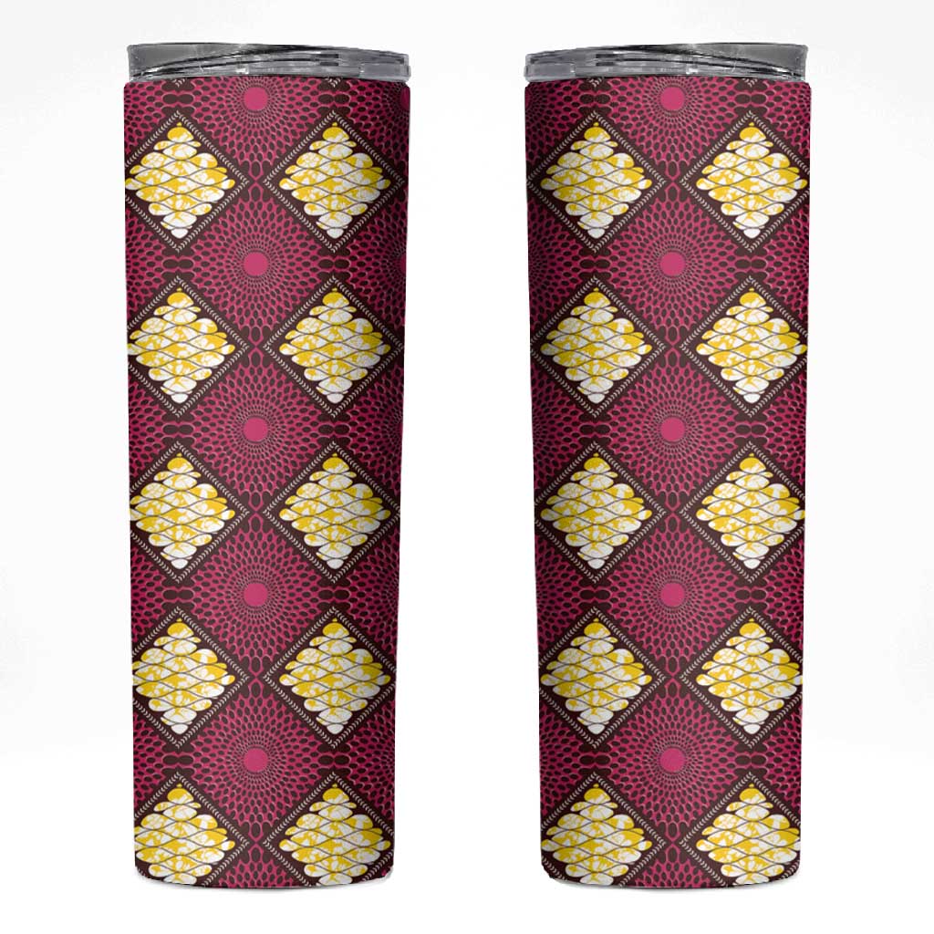 Ruby Gold African Ankara Pattern Skinny Tumbler