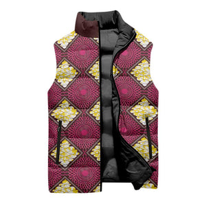 Ruby Gold African Ankara Pattern Sleeveless Puffer Jacket