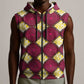 Ruby Gold African Ankara Pattern Sleeveless Zip Hoodie