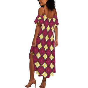 Ruby Gold African Ankara Pattern Summer Maxi Dress