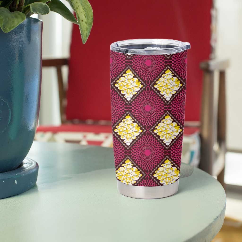 Ruby Gold African Ankara Pattern Tumbler Cup