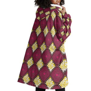 Ruby Gold African Ankara Pattern Wearable Blanket Hoodie