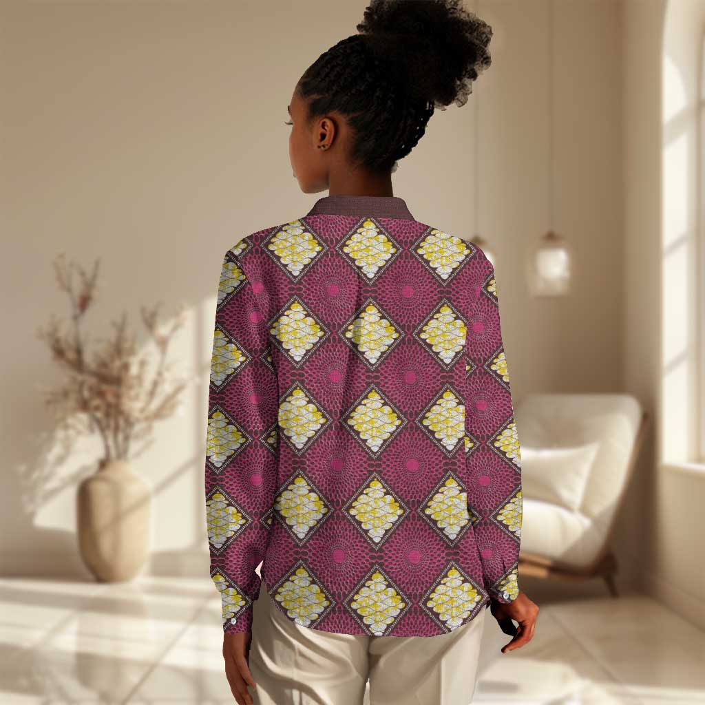 Ruby Gold African Ankara Pattern Women Casual Shirt