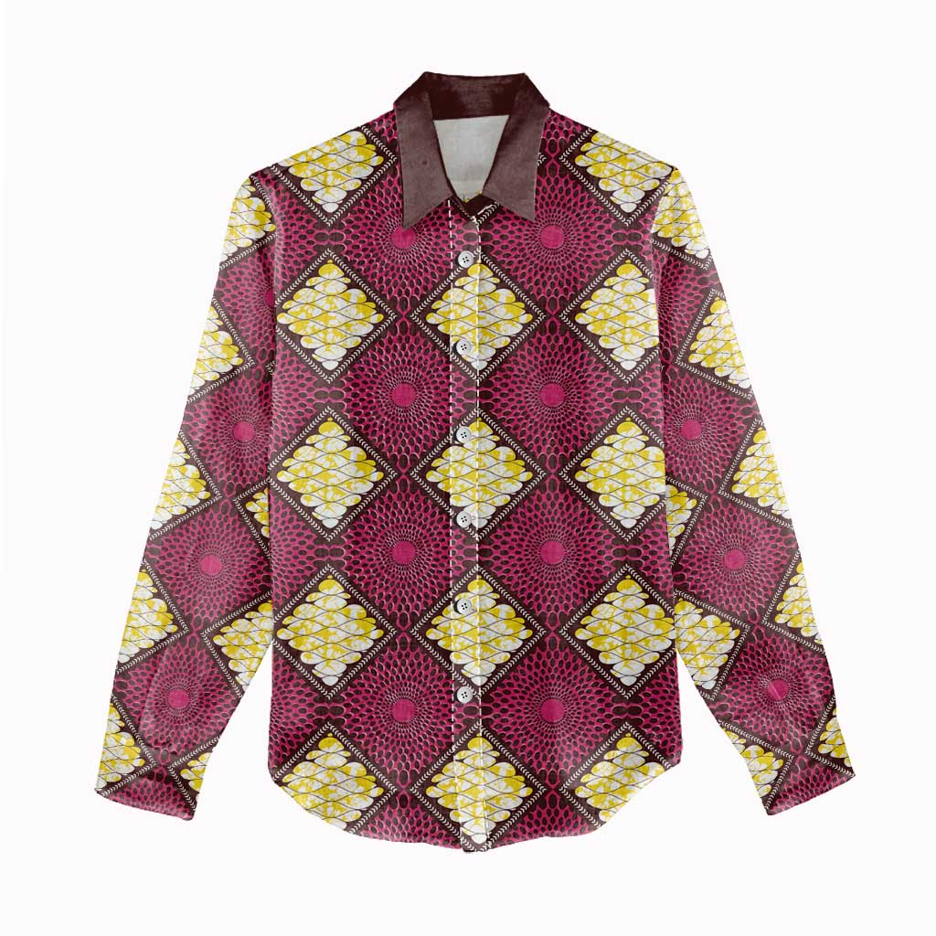 Ruby Gold African Ankara Pattern Women Casual Shirt