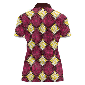 Ruby Gold African Ankara Pattern Women Polo Shirt