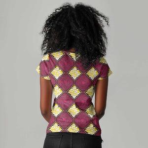 Ruby Gold African Ankara Pattern Women V-Neck T-Shirt