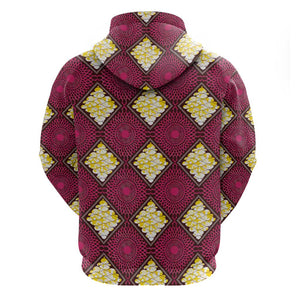 Ruby Gold African Ankara Pattern Zip Hoodie