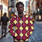 Ruby Gold African Ankara Pattern Zip Hoodie