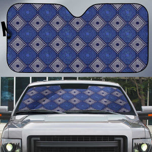 Indigo Diamond African Ankara Pattern Auto Sun Shade