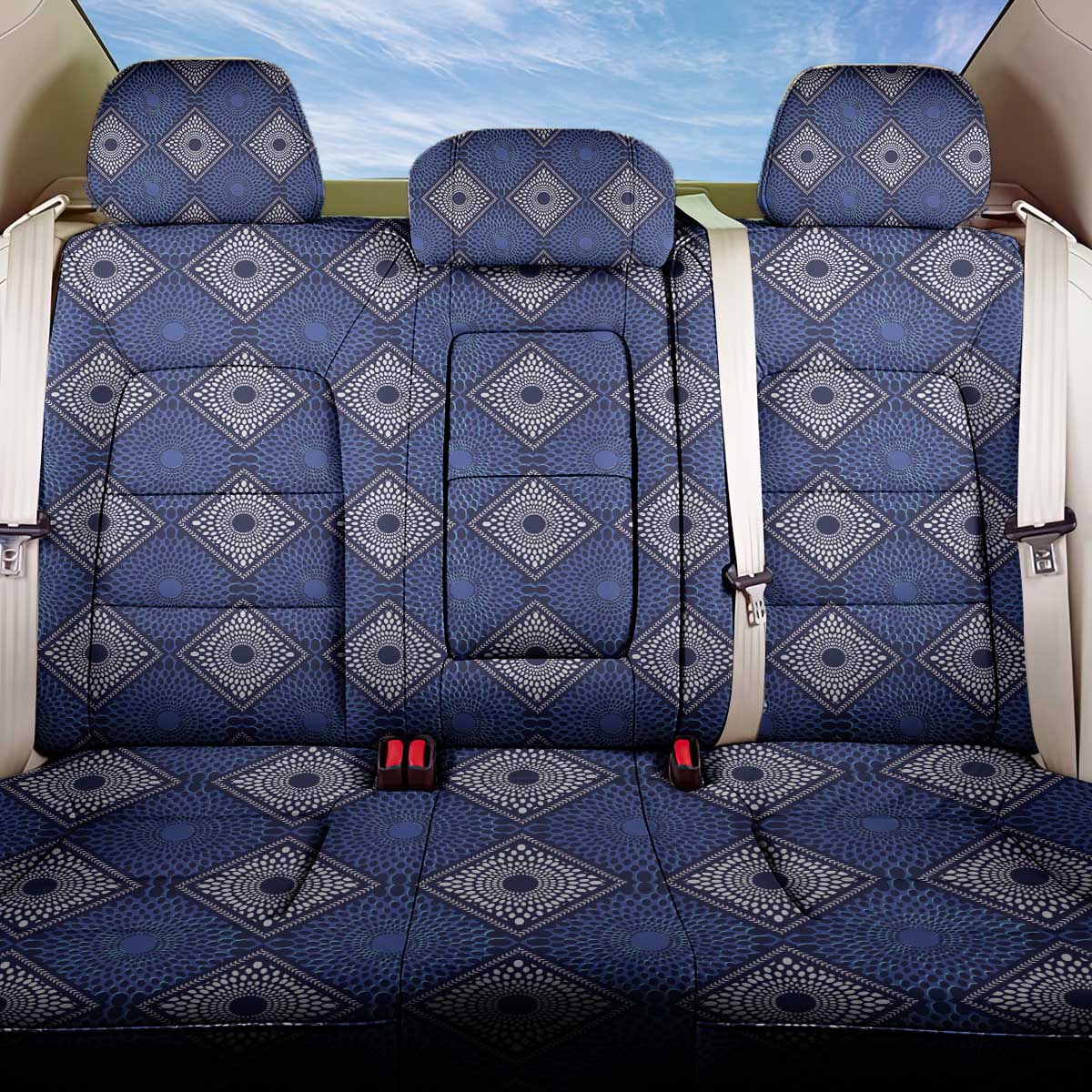 Indigo Diamond African Ankara Pattern Back Car Seat Cover