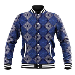 Indigo Diamond African Ankara Pattern Baseball Jacket