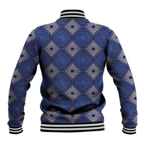 Indigo Diamond African Ankara Pattern Baseball Jacket