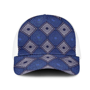 Indigo Diamond African Ankara Pattern Baseball Net Cap