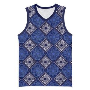 Indigo Diamond African Ankara Pattern Basketball Jersey