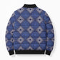 Indigo Diamond African Ankara Pattern Bomber Puffer Jacket