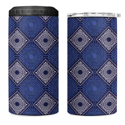 Indigo Diamond African Ankara Pattern 4 in 1 Can Cooler Tumbler