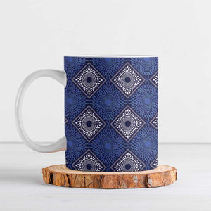 Indigo Diamond African Ankara Pattern Ceramic Mug