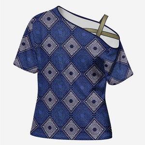 Indigo Diamond African Ankara Pattern Cross Shoulder Shirt