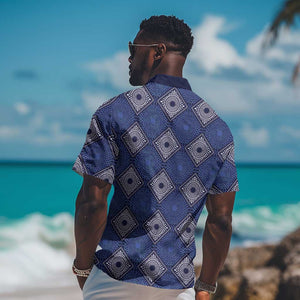 Indigo Diamond African Ankara Pattern Hawaiian Shirt