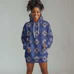Indigo Diamond African Ankara Pattern Hoodie Dress