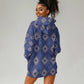 Indigo Diamond African Ankara Pattern Hoodie Dress