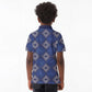 Indigo Diamond African Ankara Pattern Kid Polo Shirt