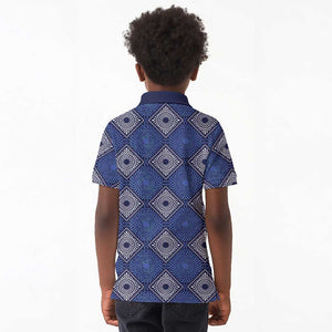 Indigo Diamond African Ankara Pattern Kid Polo Shirt