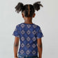 Indigo Diamond African Ankara Pattern Kid T shirt