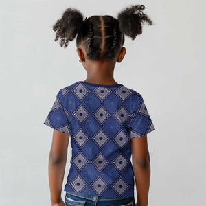 Indigo Diamond African Ankara Pattern Kid T shirt