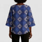 Indigo Diamond African Ankara Pattern Kimono Sleeve Blouse