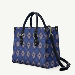 Indigo Diamond African Ankara Pattern Leather Bag