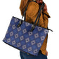 Indigo Diamond African Ankara Pattern Leather Tote Bag