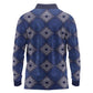 Indigo Diamond African Ankara Pattern Long Sleeve Polo Shirt