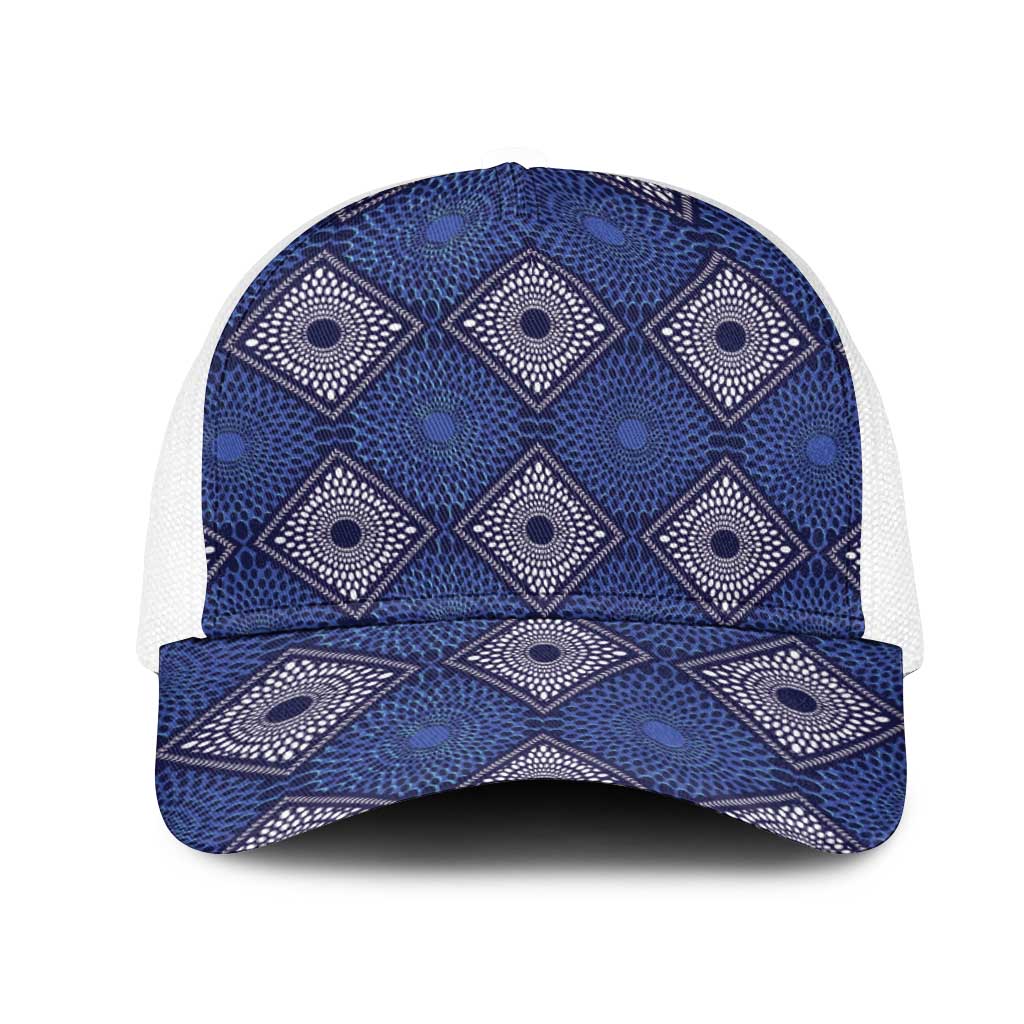 Indigo Diamond African Ankara Pattern Mesh Trucker Cap