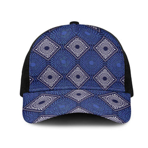 Indigo Diamond African Ankara Pattern Mesh Trucker Cap