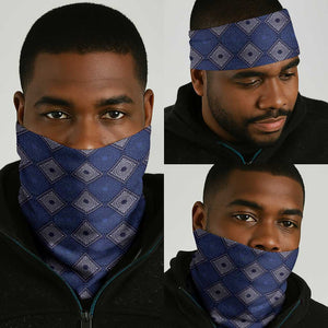 Indigo Diamond African Ankara Pattern Neck Gaiter