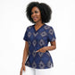 Indigo Diamond African Ankara Pattern Scrub Top