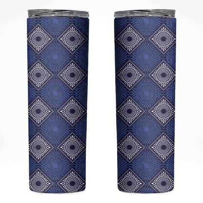 Indigo Diamond African Ankara Pattern Skinny Tumbler