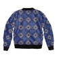 Indigo Diamond African Ankara Pattern Sleeve Zip Bomber Jacket